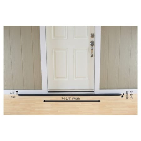 Handi Ramp ADA Compliant Rubber Threshold Ramp: 1/2" Rise x  74-1/4" Wide x 3-1/4" Depth - 2 pc assembly MRAEZ0040